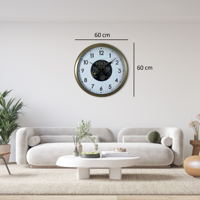 ® Yeni Ürün Vintage 60 Cm Çarklı Modern Duvar Saati