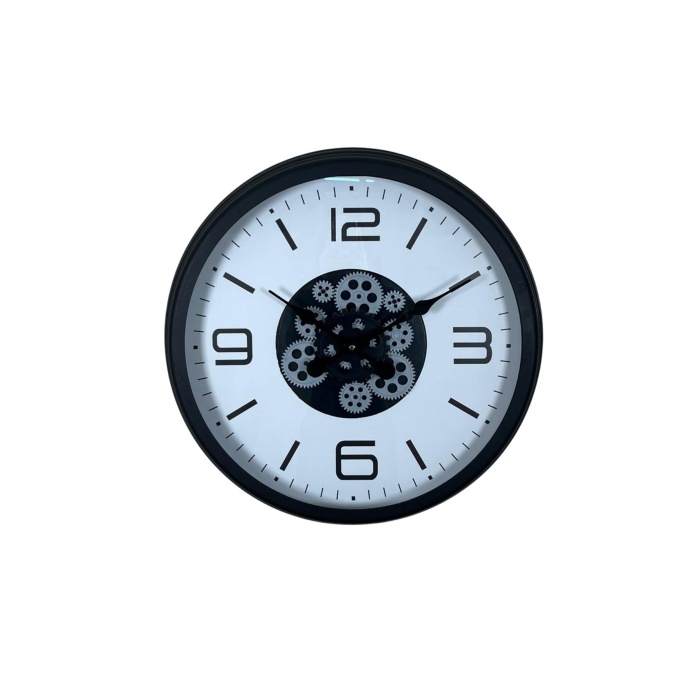 Siyah Şık 60 Cm Çarklı Duvar Saati