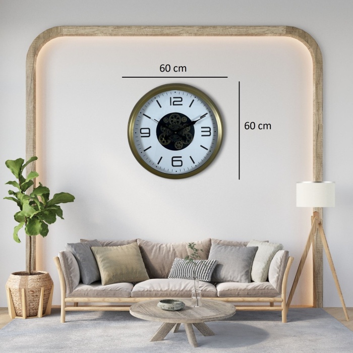 ® Yeni Ürün Bronze Motion 60 Cm Çarklı Duvar Saati