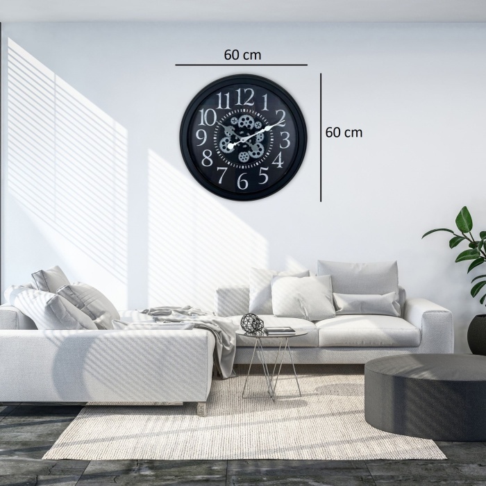 Heritage Black 60 Cm Çarklı Duvar Saati