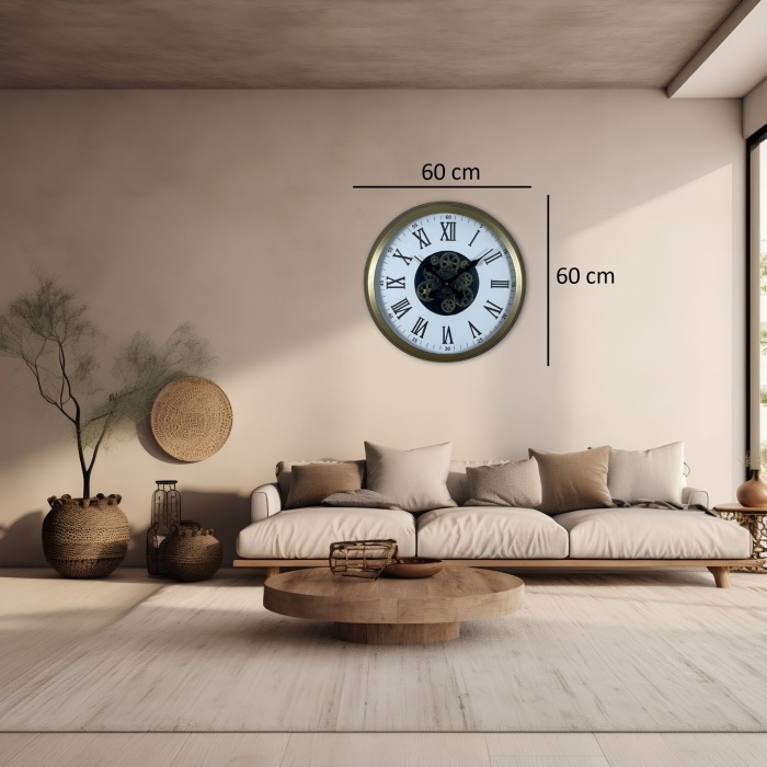 Roma Elegance Eskitme 60 Cm Çarklı Duvar Saati