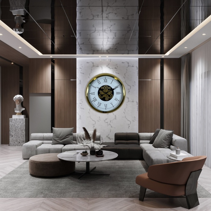 Luxury Gold 60 Cm Çarklı Duvar Saati