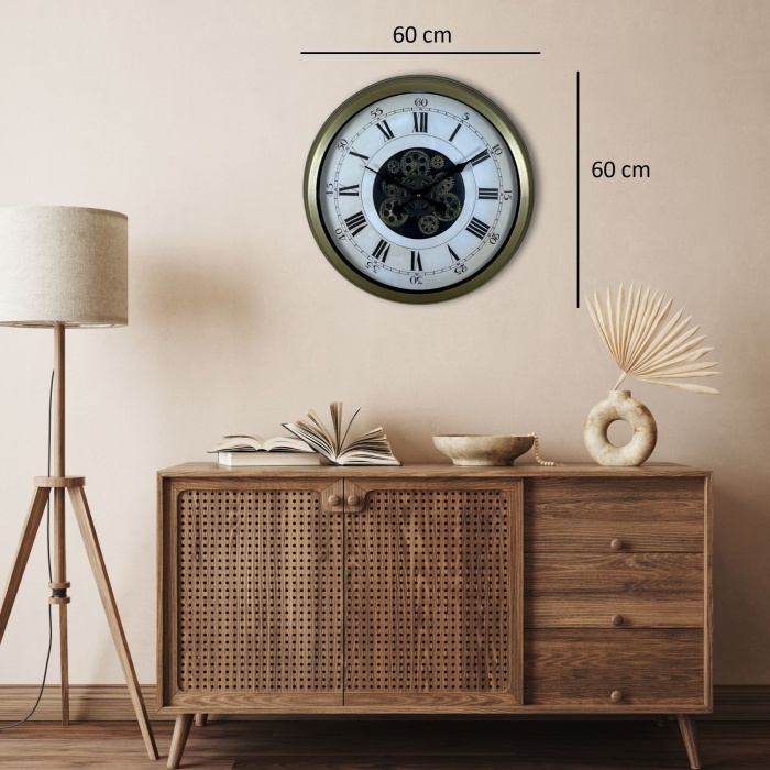 Eskitme Roma Rakamlı Elite 60 Cm Çarklı Duvar Saati