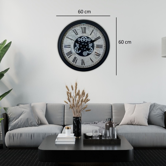 Black Atlas Series 60 Cm Çarklı Duvar Saati