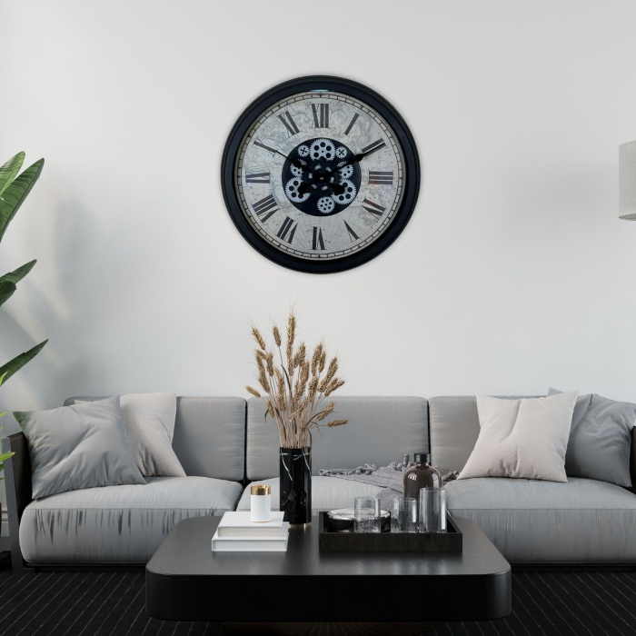 Black Atlas Series 60 Cm Çarklı Duvar Saati