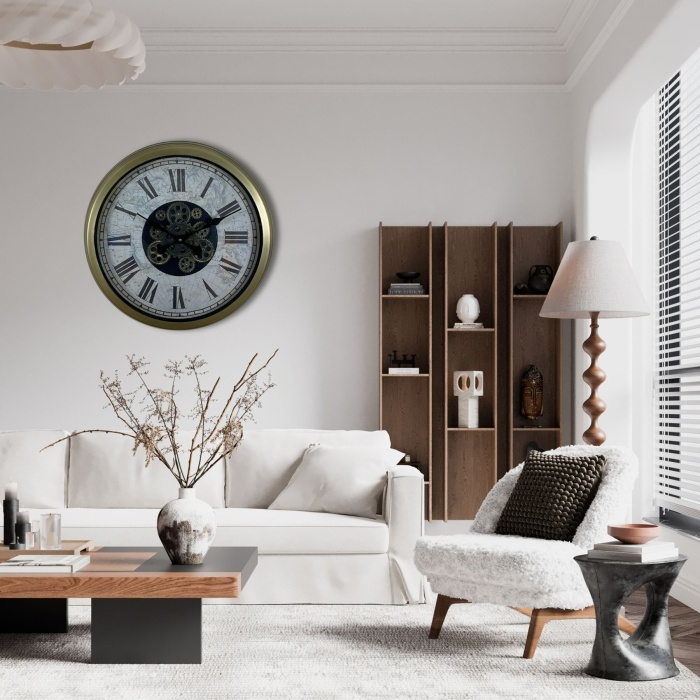 Vintage Atlas Tasarım 60 Cm Çarklı Duvar Saati