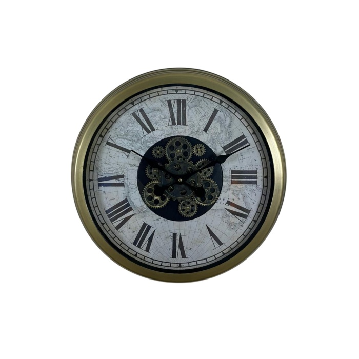 Vintage Atlas Tasarım 60 Cm Çarklı Duvar Saati