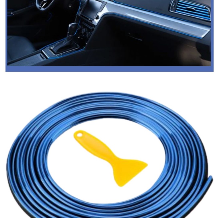 ® Yeni Ürün Mavi Araba OtoTrim Dekorasyon Şeridi Kauçuk Elastik Kolay Kurulum 5 metre Şerit Bant