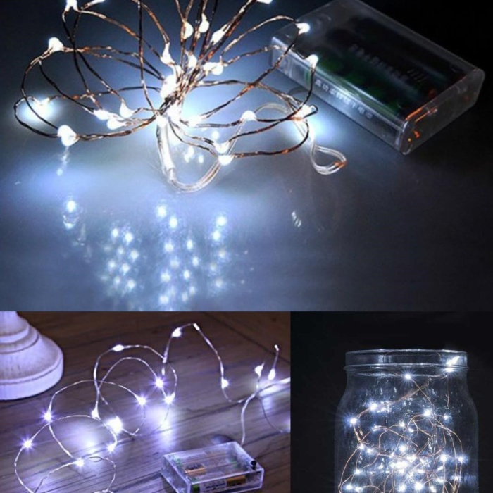 ® Yeni Ürün Pilli 5 metre Dekoratif Peri Led Beyaz Aydınlatma Süsleme Lambası