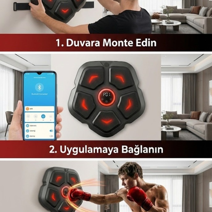 ® Yeni Ürün Akıllı Duvar Boks Hedefi: Bluetooth Müzikli, Işıklı Refleks ve Stres Atma
