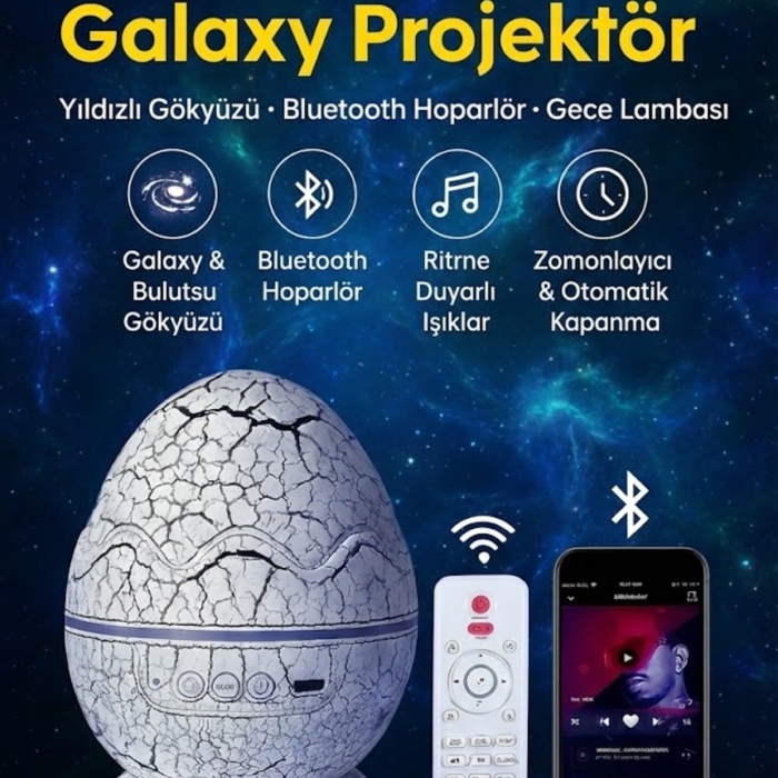 ® Yeni Ürün Bluetooth Hoparlörlü RGB Gece LambasıDinazor yumurtası Işıklı, Uzaktan Kumandalı Dekor Lamba
