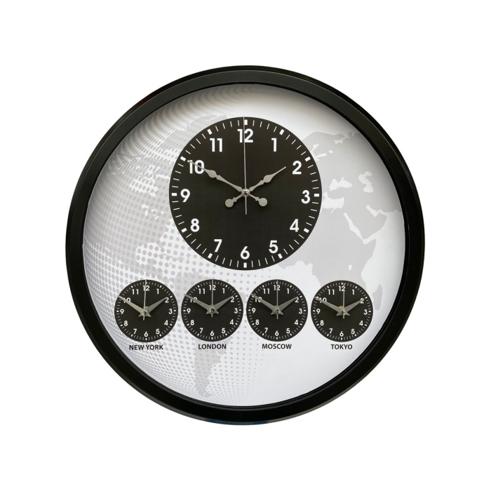 Siyah Sade ve Şık 52 Cm Dünya Saati