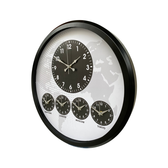 Siyah Sade ve Şık 52 Cm Dünya Saati