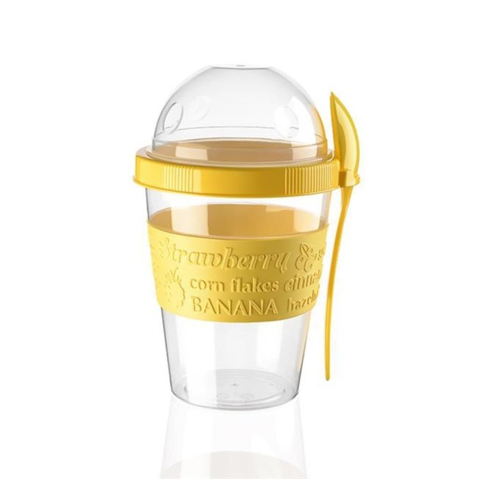 ® Yeni Ürün Taken Go Kapaklı Kaşıklı Pratik Taşınabilir Meyveli Yoğurt Kabı