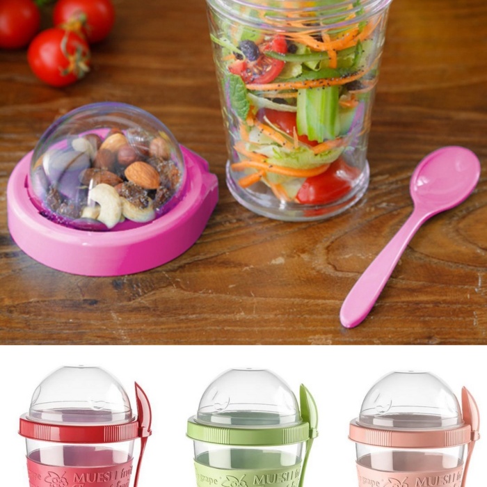 ® Yeni Ürün Taken Go Kapaklı Kaşıklı Pratik Taşınabilir Meyveli Yoğurt Kabı