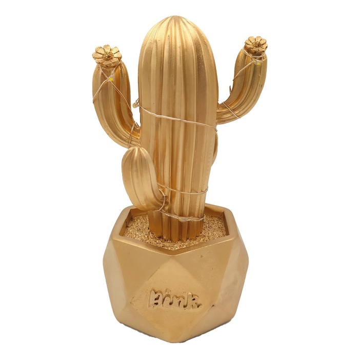 ® Yeni Ürün Led Işıklı Sevimli Kaktüs Dekoratif Masa Lambası Mini Biblo Gece Lambası-GOLD