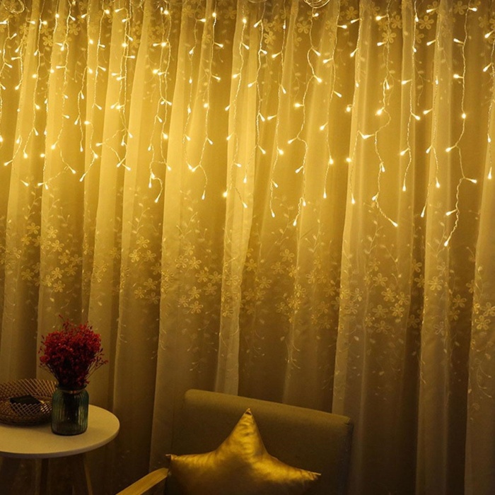 ® Yeni Ürün 8 Fonksiyonlu 16 Saçaklı Perde Led 3 x 1 (Günışığı)