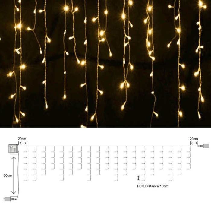 ® Yeni Ürün 8 Fonksiyonlu 16 Saçaklı Perde Led 3 x 1 (Günışığı)