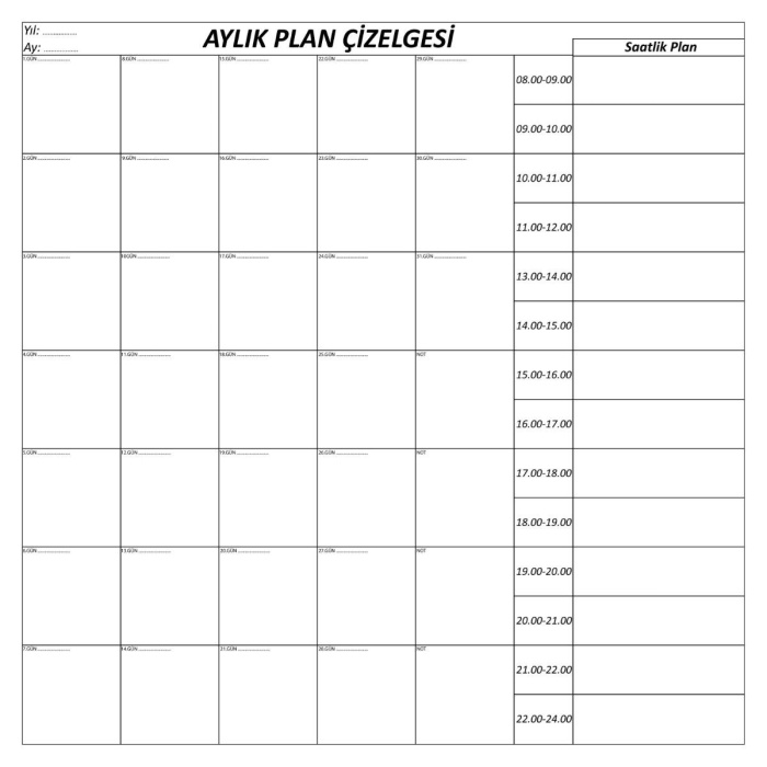 ® Yeni Ürün Aylık Planlayıcı Manyetik Duvar Stickerı Takvim Plan Çizelgesi