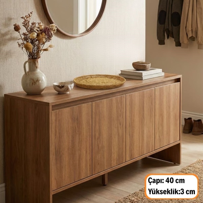 ® Yeni Ürün 40 cm Plastik Rattan TepsiHasır Görünümlü Dekoratif Servis Tepsisi, Mutfak, Kahvaltı, Sunum ve Masaüstü Çok Amaçlı Organizer