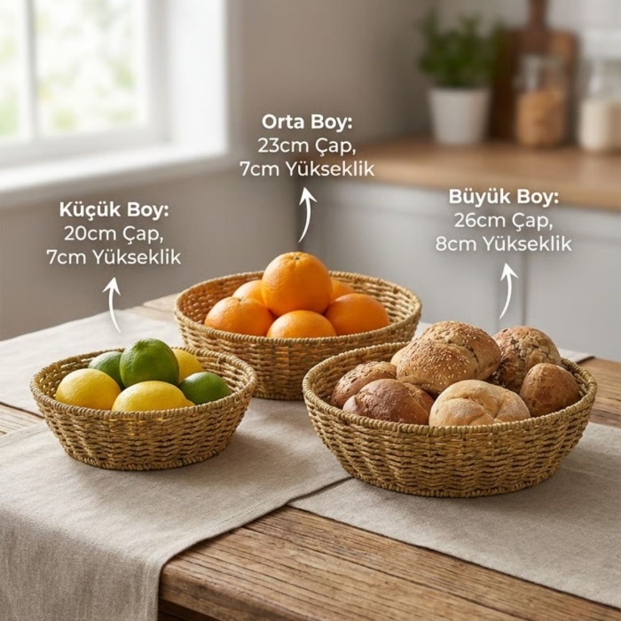 ® Yeni Ürün 3’lü Plastik Rattan Çanak SetiHasır Görünümlü İç İçe Geçebilen Sunum ve Düzenleme Kaseleri, Mutfak & Masaüstü Çok Amaçlı Organizer