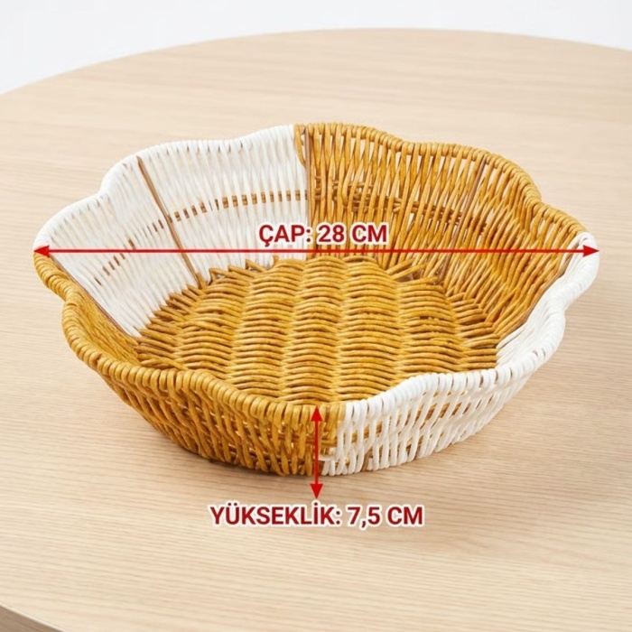 ® Yeni Ürün Çiçek Model Çift Renkli Plastik Rattan Ekmek ve Meyve SepetiÇok Amaçlı Banyo ve Mutfak DüzenleyiciYıkanabilir Organizer