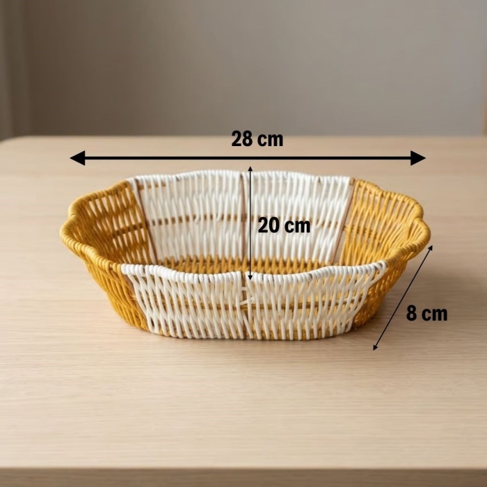 ® Yeni Ürün Oval Çift Renkli Plastik Rattan Ekmek ve Meyve SepetiÇok Amaçlı Banyo ve Mutfak DüzenleyiciYıkanabilir Dekoratif Tezgâh Üstü Organizer