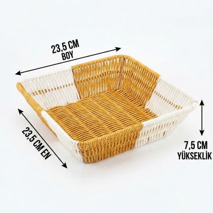 ® Yeni Ürün Kare Çift Renkli Plastik Rattan Ekmek ve Meyve SepetiÇok Amaçlı Banyo ve Mutfak DüzenleyiciYıkanabilir Tezgâh Üstü Organizer