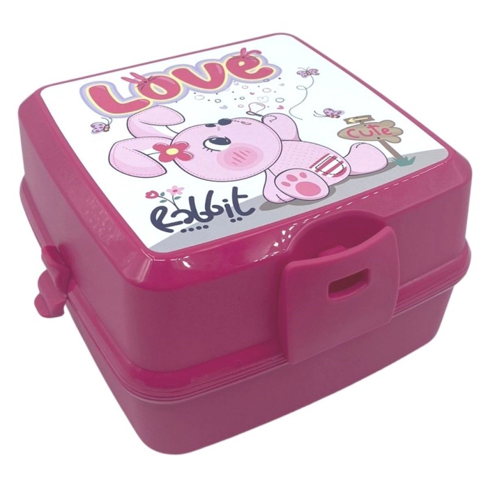 ® Yeni Ürün Kendiliğinden Kaşık Çatallı Beslenme Kutusu 4 Bölmeli Çocuk Beslenme Kabı Saklama Kutusu