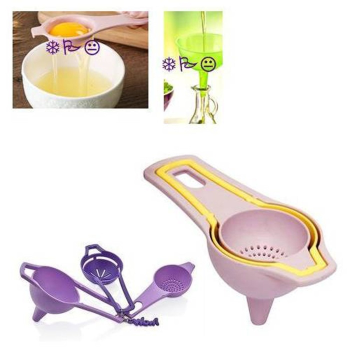 ® Yeni Ürün Pratik Yumurta Süzgeci Mini Süzgeç Huni Seti Hepsi Bir Arada