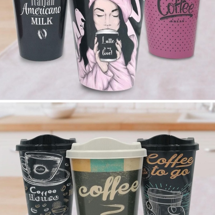 ® Yeni Ürün 3 Adet Kahve Bardağı Seti Dekoratif Plastik Kahve Muhafaza Bardağı