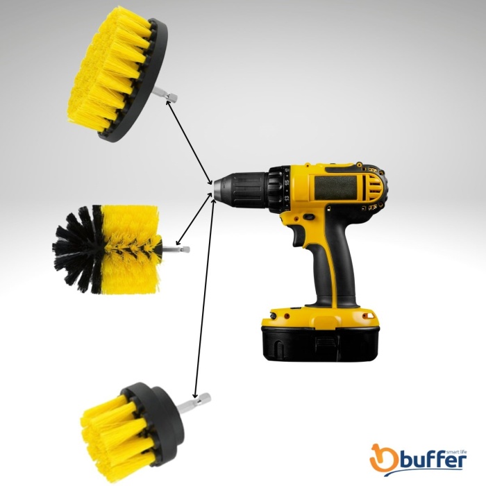 ® Yeni Ürün 3lü Matkap Ucu Banyo Küvet Duşakabin Araba Tekerliği Koltuk Yıkama Temizleme Fırçası Seti