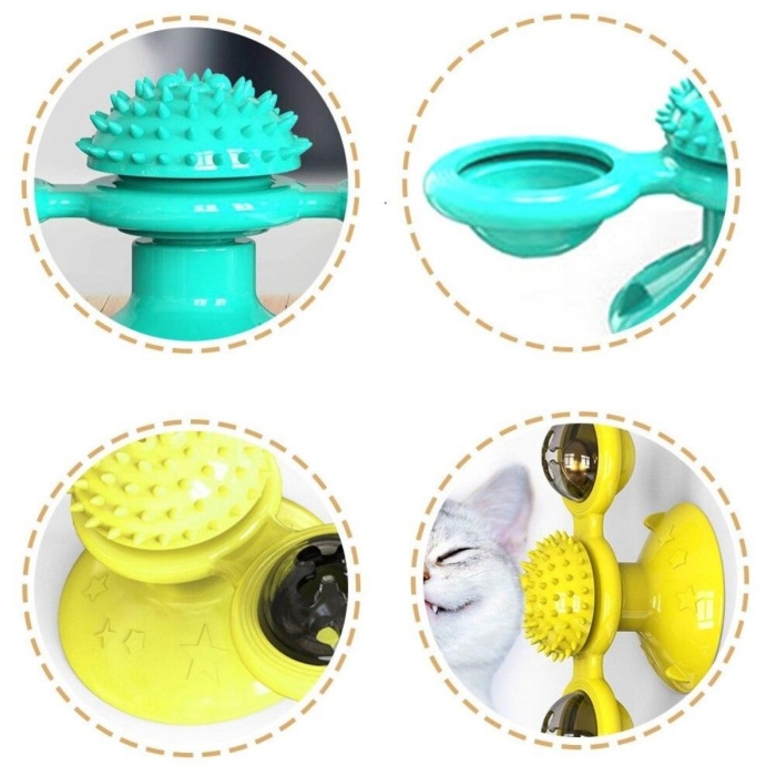 ® Yeni Ürün Pet Malzemeleri Vantuzlu Fırıldak Toplu Dönen Şeffaf Depo Tasarım İnteraktif Kedi Oyuncağı