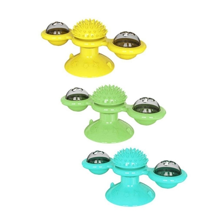 ® Yeni Ürün Pet Malzemeleri Vantuzlu Fırıldak Toplu Dönen Şeffaf Depo Tasarım İnteraktif Kedi Oyuncağı