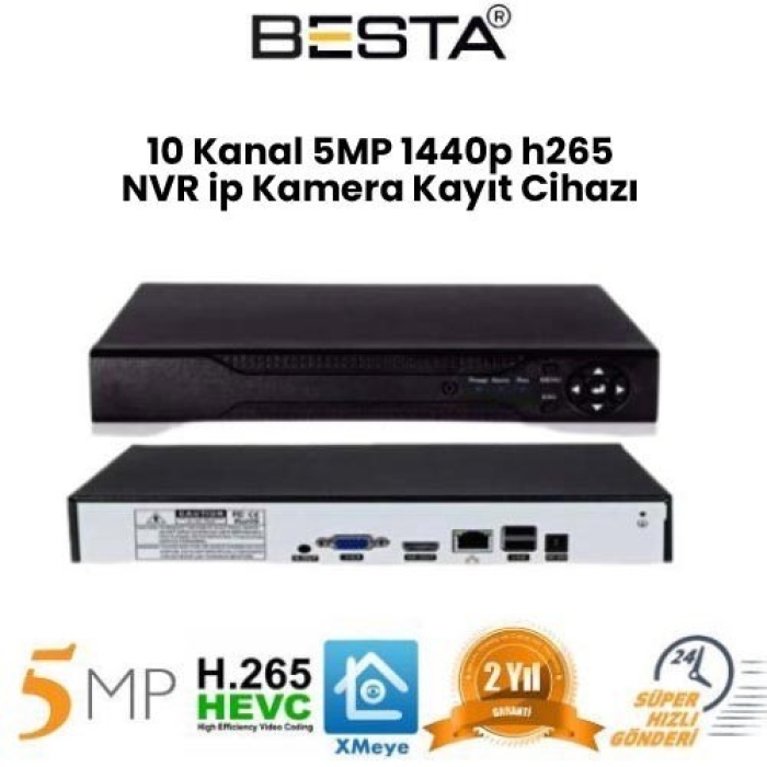 5 MP 1440P 10 Kanal H265 NVR Ip Kamera Kayıt Cihazı KD-510
