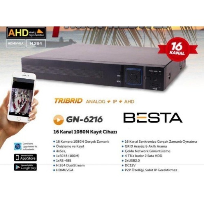 AHD DVR 16 Kanal Kamera Kayıt Cihazı KD-6216HS