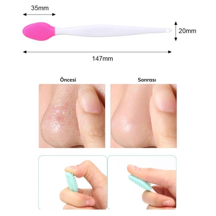 ® Yeni Ürün 2 Adet Dudak Fırçası Peeling Etkili Gözenek  Siyah Nokta Temizleyici Akne Giderici Çift Yönl