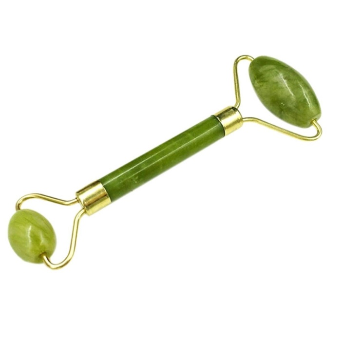 ® Yeni Ürün Özel Süngerli Kutusunda Kırılmaz Çift Taraflı 2li Cilt Yüz Masaj Aleti Jade Roller Yeşim Taş