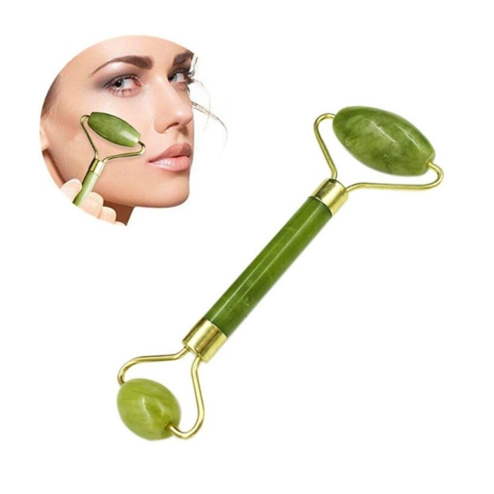 ® Yeni Ürün Özel Süngerli Kutusunda Kırılmaz Çift Taraflı 2li Cilt Yüz Masaj Aleti Jade Roller Yeşim Taş