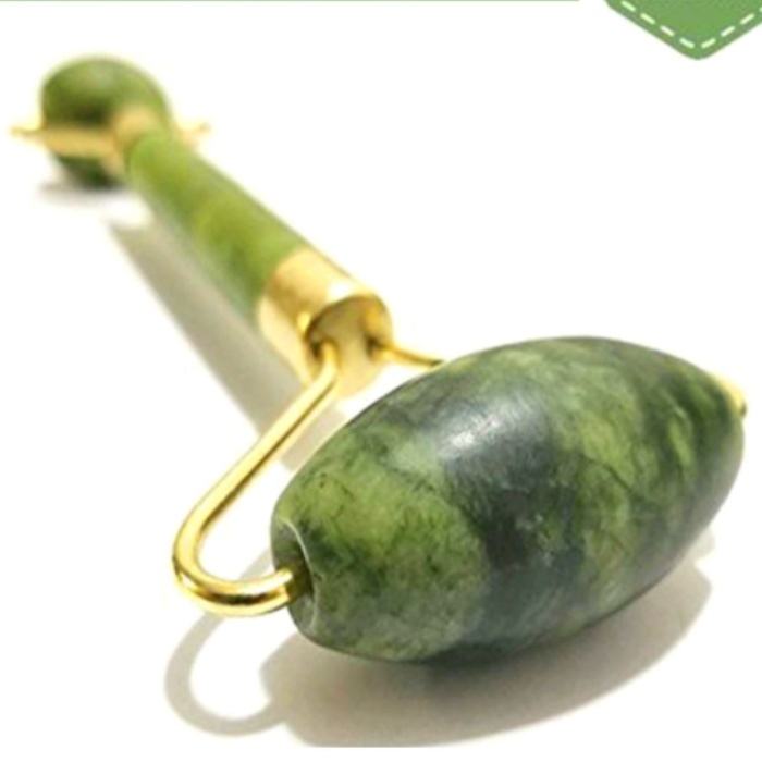 ® Yeni Ürün Özel Süngerli Kutusunda Kırılmaz Çift Taraflı 2li Cilt Yüz Masaj Aleti Jade Roller Yeşim Taş