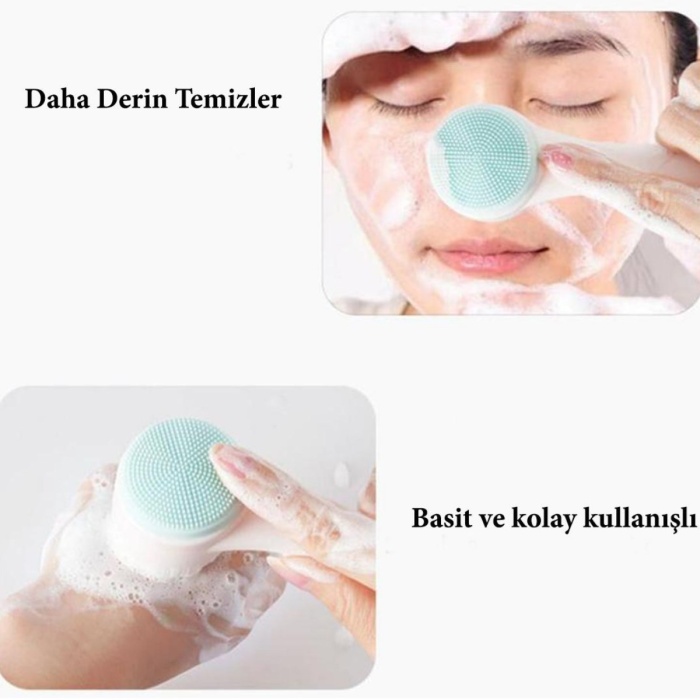 ® Yeni Ürün 2li Set Çift Taraflı Cilt Temizleme Fırçası ve Yeşim Taşı Çift Taraflı Cilt Masaj Aleti