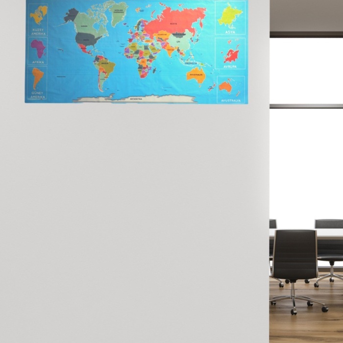 ® Yeni Ürün Renkli Atlas Dünya Haritası Manyetik Yapıştırıcı Gerektirmeyen Duvar Stickerı 118 CM * 56 CM