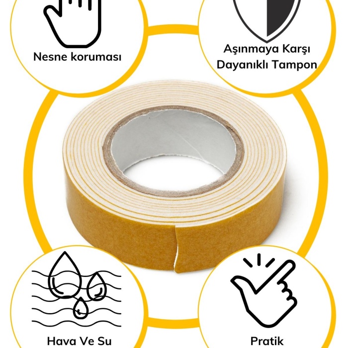 ® Yeni Ürün Çok Amaçlı Tüm Yüzeylerde Kullanıma Uygun Beyaz Çift Taraflı Köpük Sünger Montaj Bant