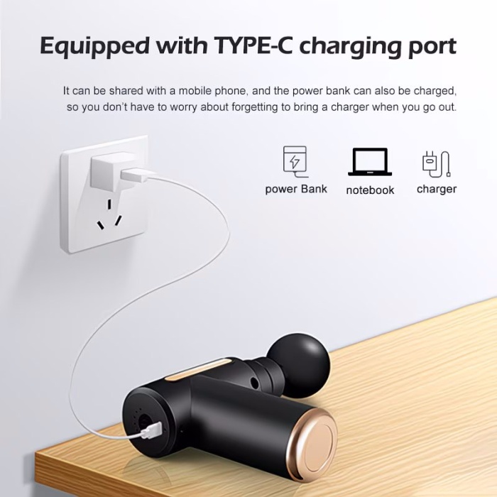 Masaj Tabancası 4 Farklı Masaj Başlığı Ayarlanabilir 6 Kademe Hız Vurmalı Derin Dokular Kas Masajı