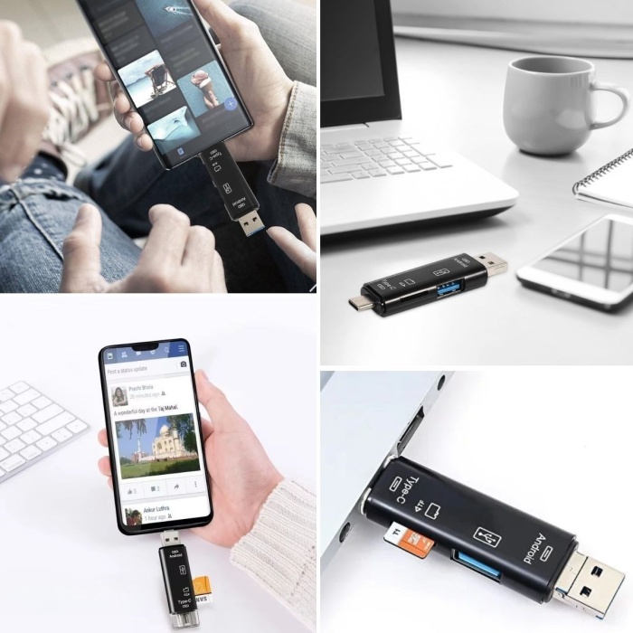 ® Yeni Ürün 5 In 1 Çok Fonksiyonlu USB 2.0 Micro Sd Kart OkuyucuUsb/micro Usb/type-C Çıkışlı, Otg Çevirici