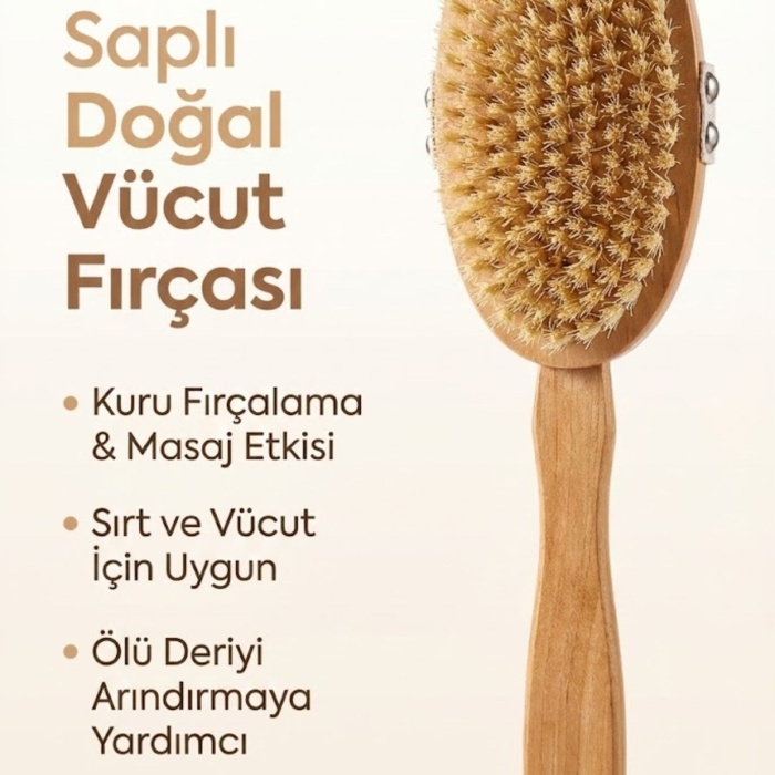 ® Yeni Ürün Saplı Doğal Vücut FırçasıSırt İçin Uzun Saplı, Kuru Fırçalama ve Masaj Etkili