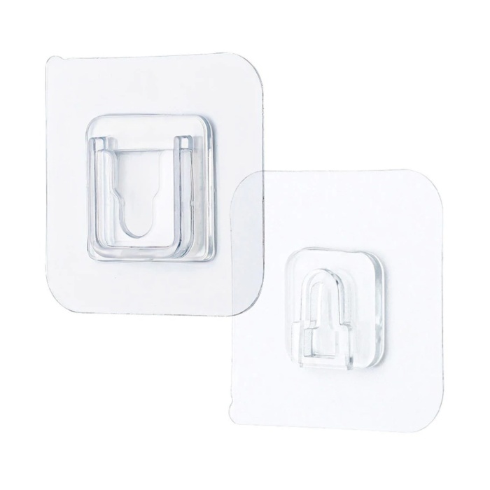 ® Yeni Ürün Eşya Sabitleme Askısı 10 Çift Şeffaf Çift Taraflı Yapışkanlı Geçmeli Klips