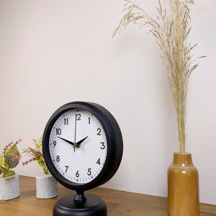 ® Yeni Ürün Siyah Metal Dekoratif Masa Saati 25×20 cm