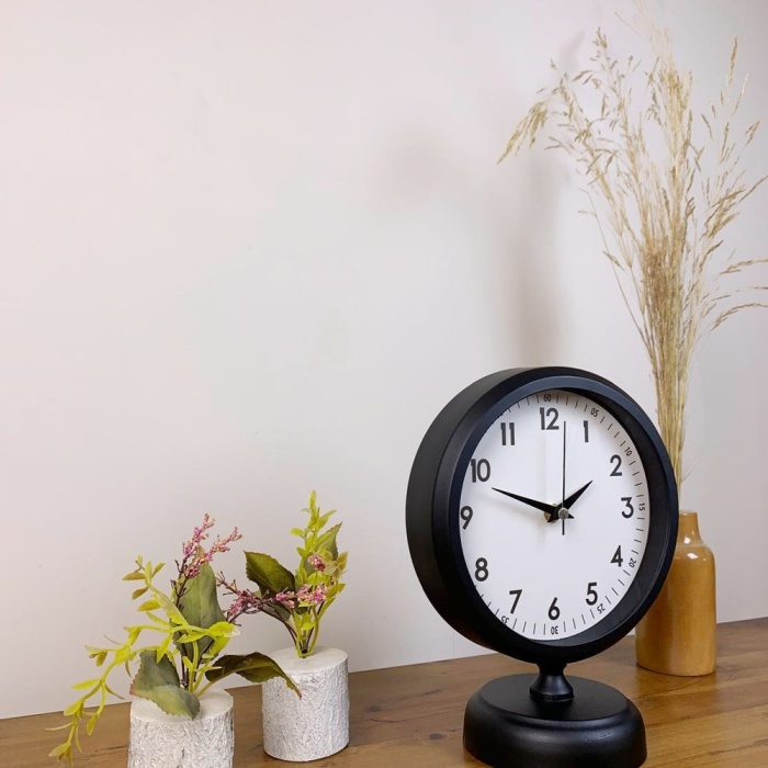® Yeni Ürün Siyah Metal Dekoratif Masa Saati 25×20 cm