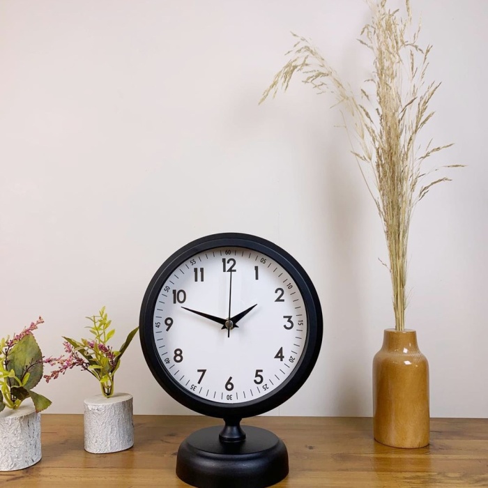 ® Yeni Ürün Siyah Metal Dekoratif Masa Saati 25×20 cm